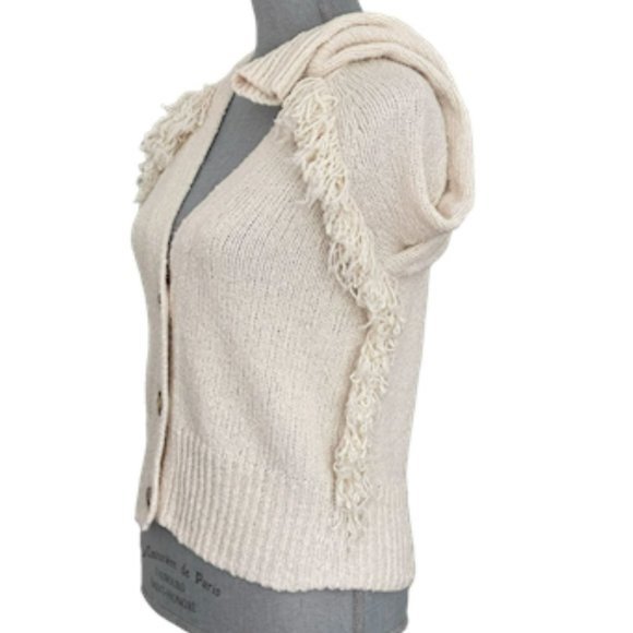 Madewell Chatterton Fringe Cardigan Sweater Ivory Button Down Women's Size XXS - Picture 6 of 9